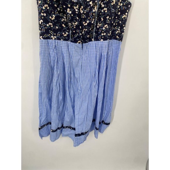 Glory Star Women's Dress LARGE Floral Plaid Check Sleeveless Zip Fit Flare NWT - Picture 3 of 7